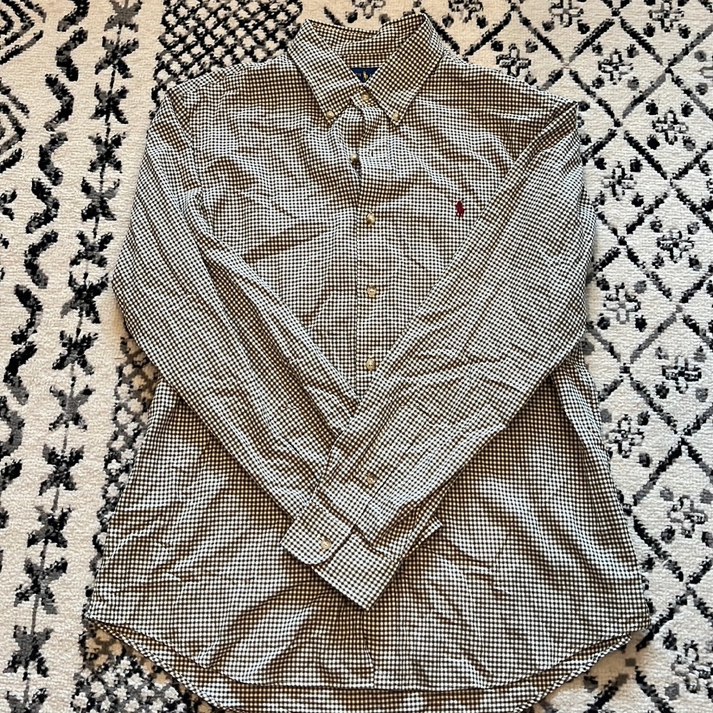 Polo Ralph Lauren button down - L - Brown Tan Cream stripe